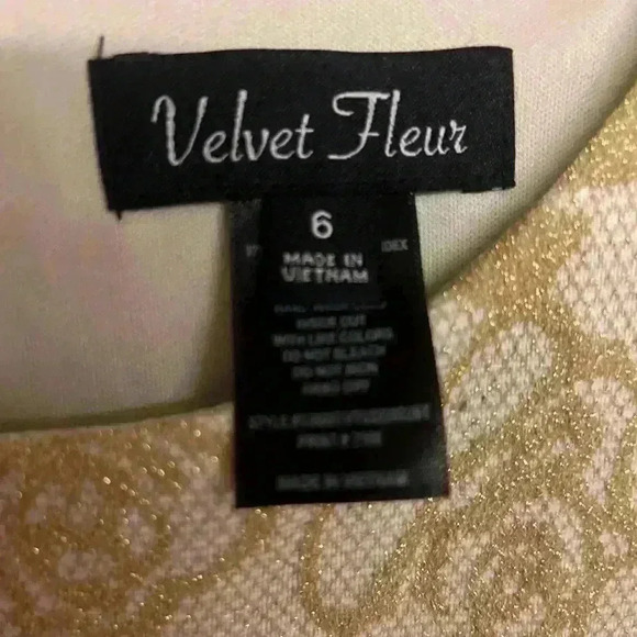 Velvet Fleur Gold Lace Shift Dress - Picture 6 of 6